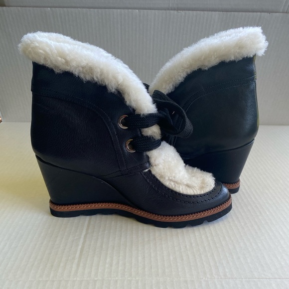 | Fabianelli Made in Italy Shearling Wedge Booties - Picture 3 of 6